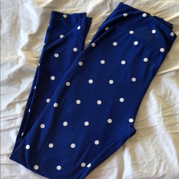 LuLaRoe Pants - LuLaRoe Leggings New Blue & White dot T/C